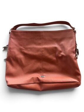 Jewell Cognac Pebbled Faux Leather Hobo Tote Silver Horsebit Shoulder Bag